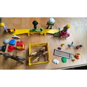 RETIRED Vintage Playmobil Children on Skateboards Park Ramp Horses and others